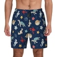 thumbnail image 1 of Kdxio Sea Creatures Print Men's Swim Trunks with Compression Liner 7 Inch Inseam Quick Dry Swim Shorts, 1 of 7