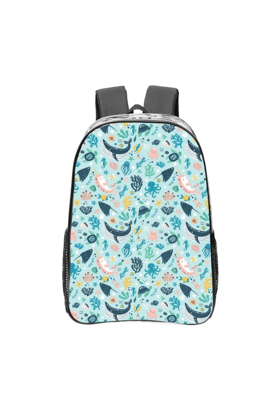 Sea Life Clear Backpack, Transparent Bookbag for School for Women Men, Capacity Clear Bag for College, Travel