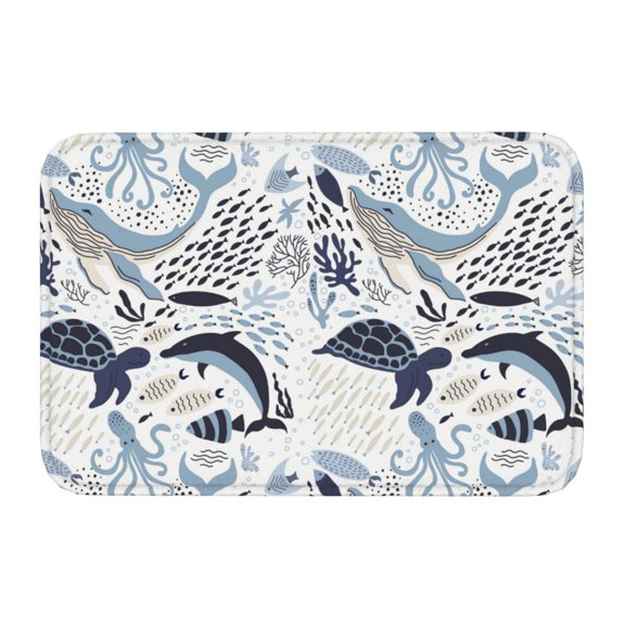 Kdxio Sea Life Elements,16" x 24", Non-Slip Front Door Mats,Outdoor Welcome Mat Washable