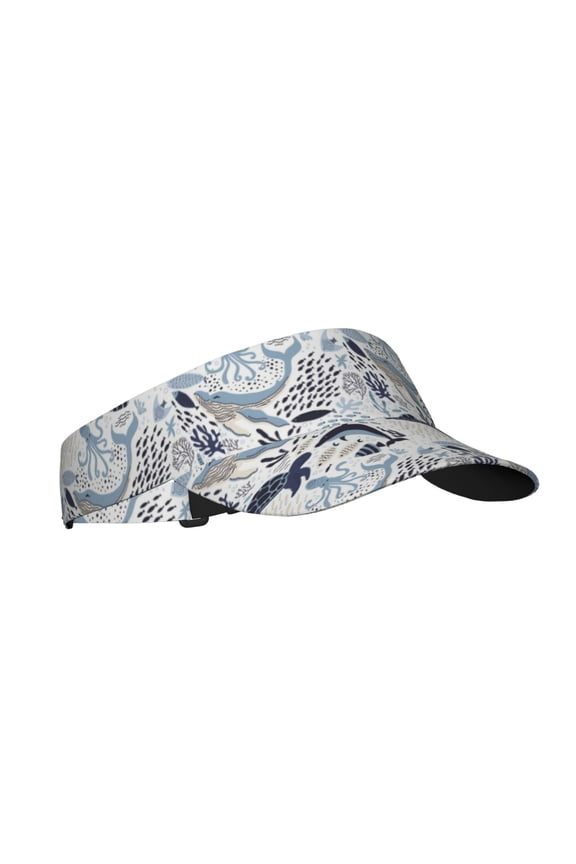 Sea Life Elements Print Sun Visor Hat Golf Visor Adjustable Velcro Outdoor Sports Cap for Men Women