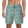 thumbnail image 1 of Kdxio Sea Lighthouse Print Men's Swim Trunks with Compression Liner 7 Inch Inseam Quick Dry Swim Shorts, 1 of 5