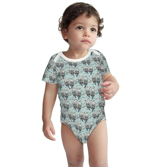 Kdxio Sea Otter Pattern Unisex Baby Cotton Short Sleeve Bodysuits-3 Months
