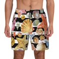 thumbnail image 1 of Kdxio Sea Shell Print Men's Swim Trunks with Compression Liner 7 Inch Inseam Quick Dry Swim Shorts, 1 of 5