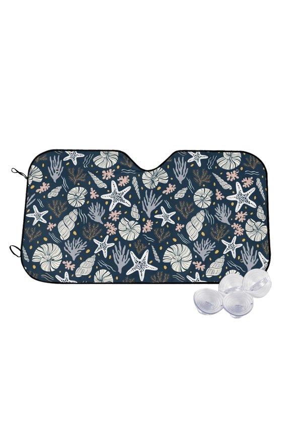Sea Shells 1 Print Windshield Sun Shade,UV Rays and Sun Heat Protection,Sunshade for Car Windshield,Car Shade Front Windshield - Medium