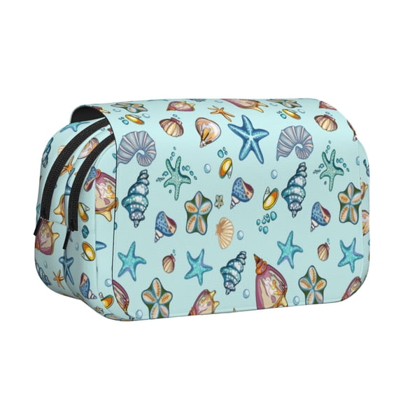 Kdxio Sea Shells 2 for Double Compartment Pen Case Oxford Organizer with Zipper Pockets for Students Artists
