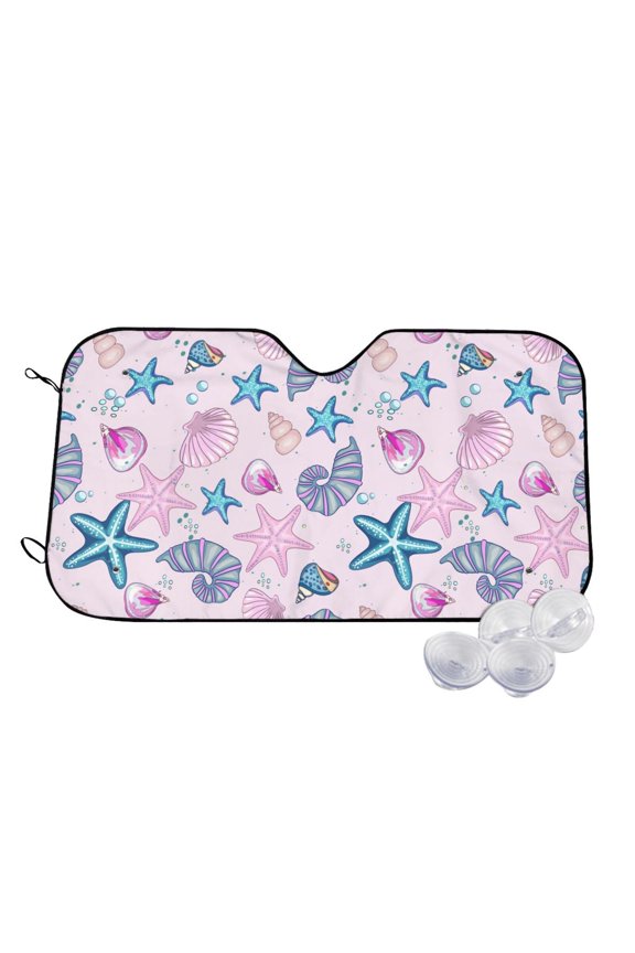 Sea Shells 3 Print Windshield Sun Shade,UV Rays and Sun Heat Protection,Sunshade for Car Windshield,Car Shade Front Windshield - Medium