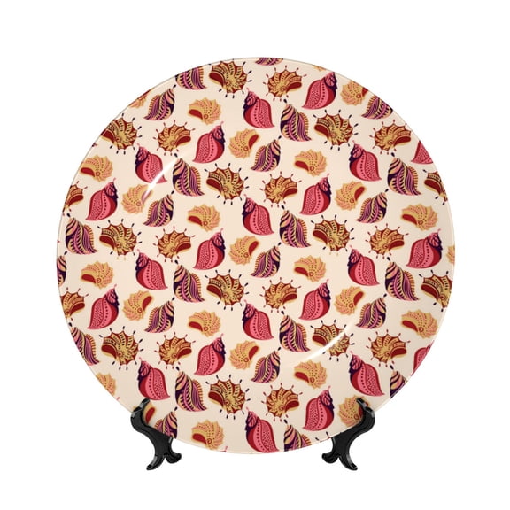 Kdxio Sea Shells Bone China Decorative Plate Ceramic Decorative Plate for Home Office Wall Stand Decorative Plates for Home Bedroom-10in