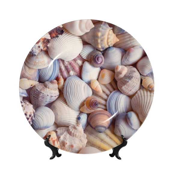 Kdxio Sea Shells Bone China Decorative Plate Ceramic Decorative Plate for Home Office Wall Stand Decorative Plates for Home Bedroom-8in