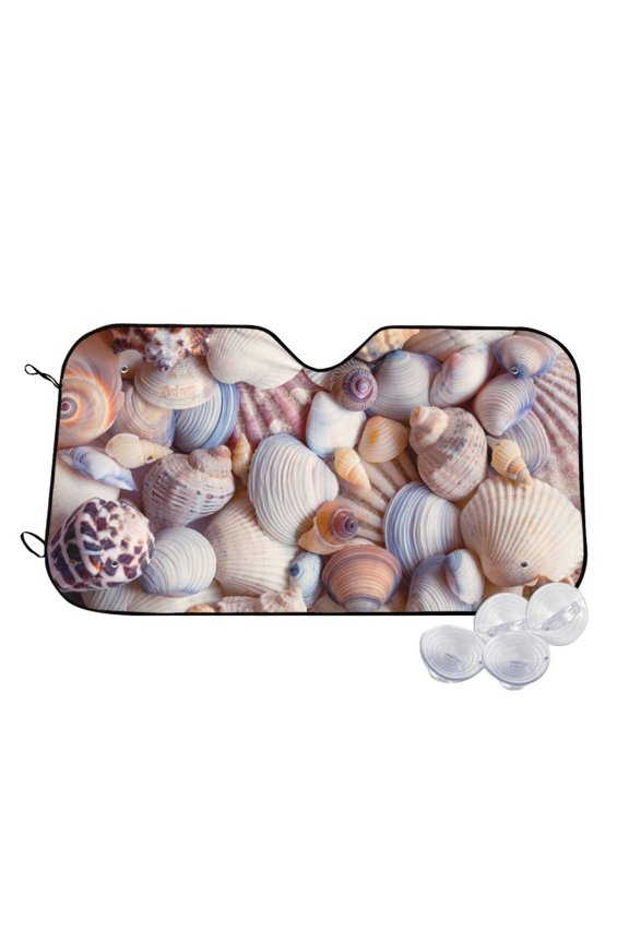 Sea Shells Print Windshield Sun Shade,UV Rays and Sun Heat Protection,Sunshade for Car Windshield,Car Shade Front Windshield - Medium