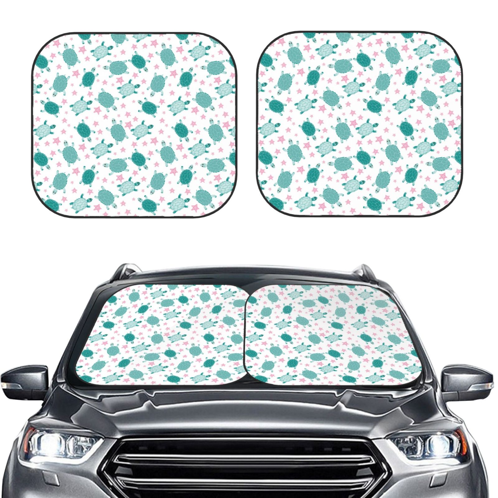 Kdxio Sea Turtle Print 2-Piece Sun Shade Front Windshield - Foldable ...