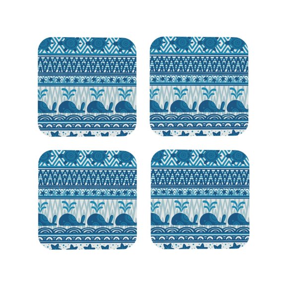 Kdxio Sea Underwater Animals Funny Coasters,4 Pcs Leather Coasters,Housewarming Gifts,Protect Furniture From Water Marks Scratch And Damage