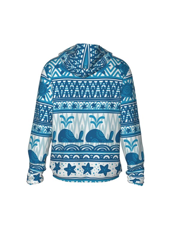Sea Underwater Animals Print Women Men Sun Protection UPF 50+ Jackets Zip Up Long Sleeve Hoodie Hiking Lightweight with Pockets