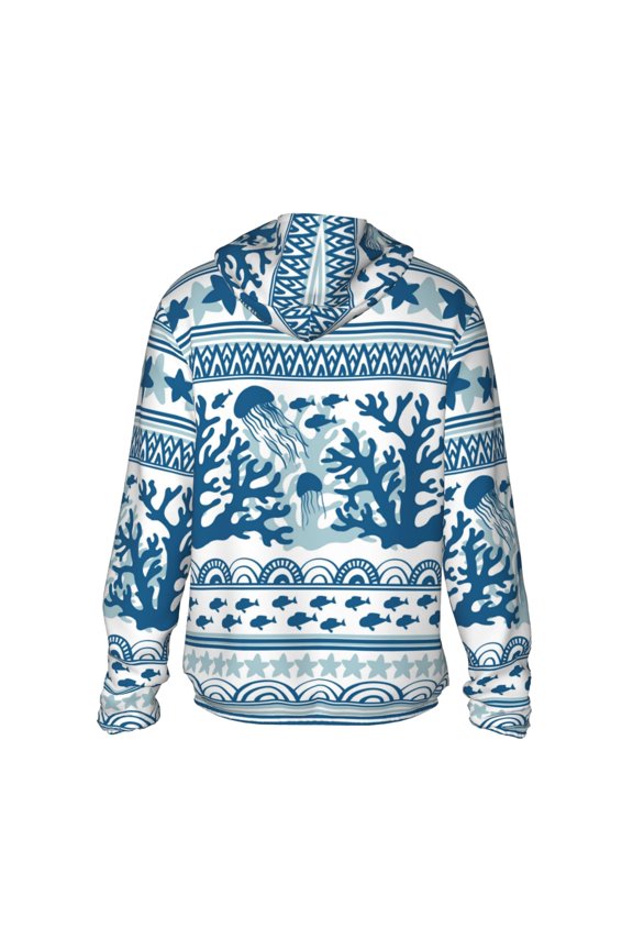 Sea Underwater Jellyfish Print Women Men Sun Protection UPF 50+ Jackets Zip Up Long Sleeve Hoodie Hiking Lightweight with Pockets