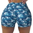 thumbnail image 1 of Kdxio Sea Water Wave Print Workout Shorts for Women Seamless Soft Smooth Gym Yoga Scrunch Active Shorts, 1 of 5