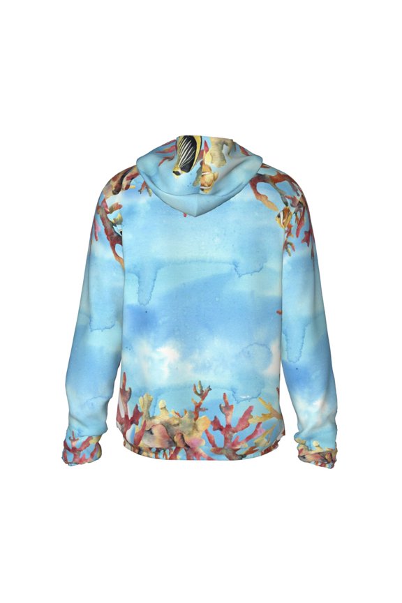 Sea and Fish Print Women Men Sun Protection UPF 50+ Jackets Zip Up Long Sleeve Hoodie Hiking Lightweight with Pockets