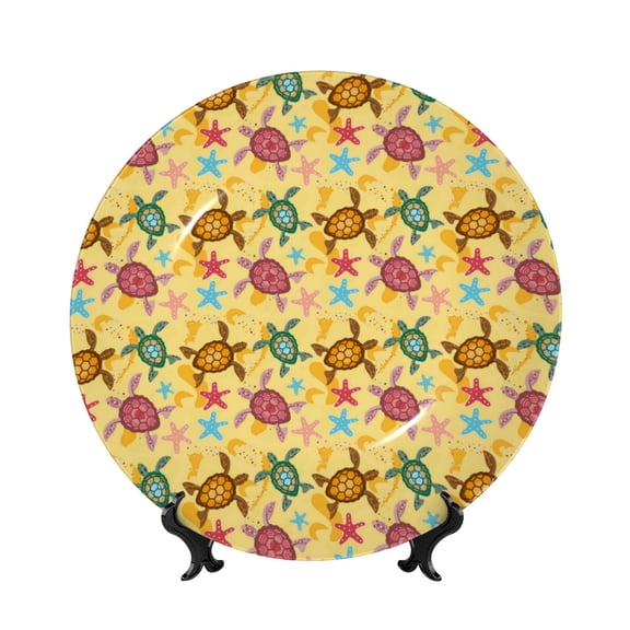 Kdxio Sea and Sand Bone China Decorative Plate Ceramic Decorative Plate for Home Office Wall Stand Decorative Plates for Home Bedroom-7in