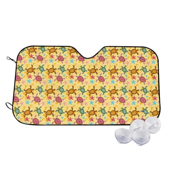 Kdxio Sea and Sand Print Windshield Sun Shade,UV Rays and Sun Heat Protection,Sunshade for Car Windshield,Car Shade Front Windshield - Medium