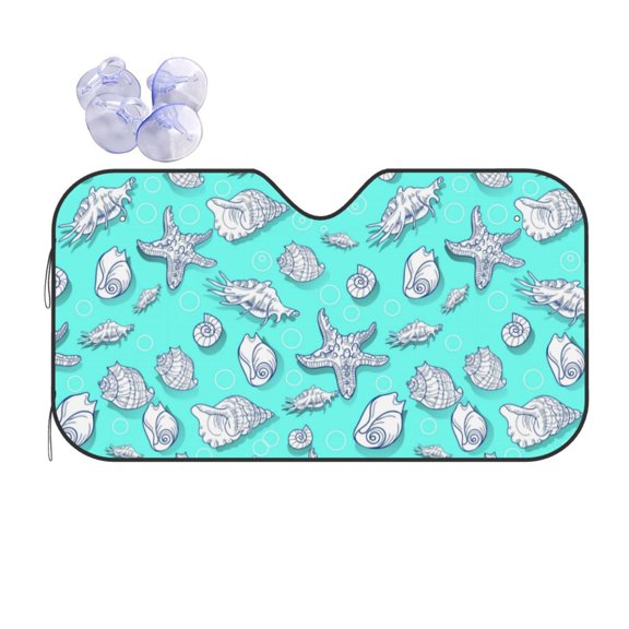 Kdxio Seashell And Starfish Print Front Windshield Sun Shade,Folding Auto Sunshade for Car Truck SUV-Small