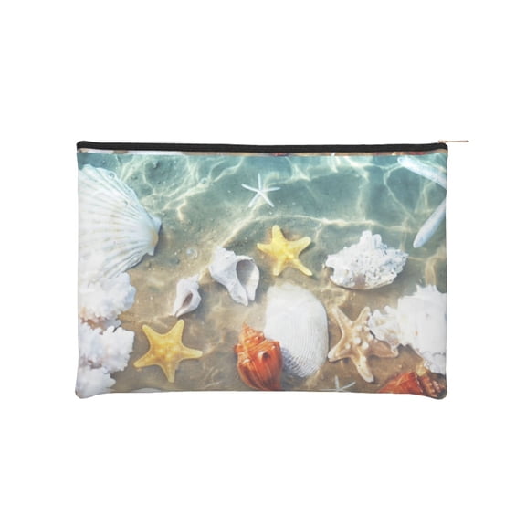 Kdxio Seashell On The Beach Makeup Bag Toiletry Bag Canvas Makeup Bags Zipper Cosmetic Pouch Travel Cosmetic Pouch for Women Gifts