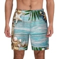 thumbnail image 1 of Kdxio Seashells On Sand Print Men'S Swim Trunks With Compression Liner 7 Inch Inseam Quick Dry Swim Shorts, 1 of 7