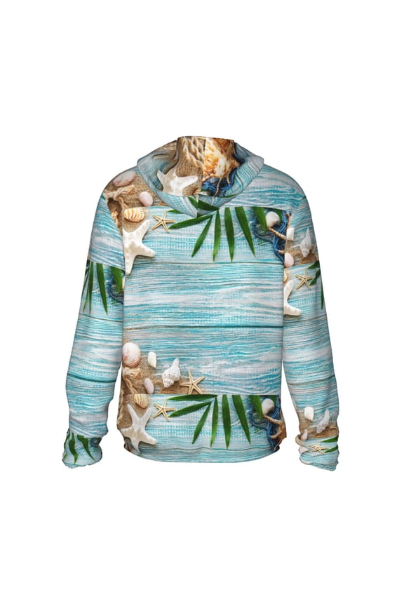 Seashells on Sand Print Women Men Sun Protection UPF 50+ Jackets Zip Up Long Sleeve Hoodie Hiking Lightweight with Pockets