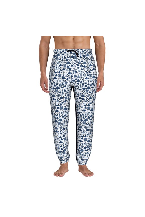 Seaside Primary Color Pattern Joggers,Sweatpants for Men with Pockets-Large