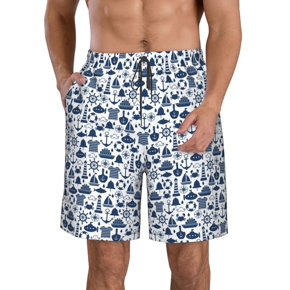 Kdxio Seaside Primary Color Pattern Mens Casual Shorts - Drawstring Summer Beach Sports Shorts for Men
