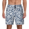 thumbnail image 1 of Kdxio Seaside Primary Color Print Men's Swim Trunks with Compression Liner 7 Inch Inseam Quick Dry Swim Shorts, 1 of 7