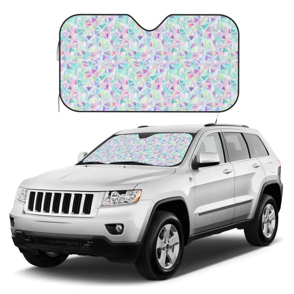 Kdxio Sequins Print Windshield Sun Shade, Foldable Sun Blocker for Car,Truck,SUV Automotive Interior Sun Protection,Reflective Shade for Front Windshield(Medium)