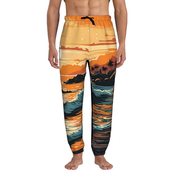 Kdxio Serene Ocean Sunset Pattern Joggers,Sweatpants for Men with Pockets-Medium