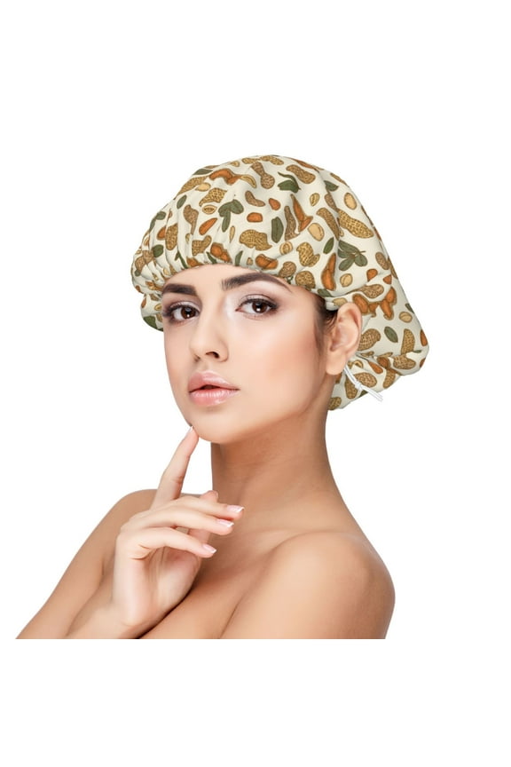 Set With Peanut Pattern Satin Bonnet Silk Bonnet Hair Bonnet for Sleeping Hair Bonnets for Women Curly Natural Hair