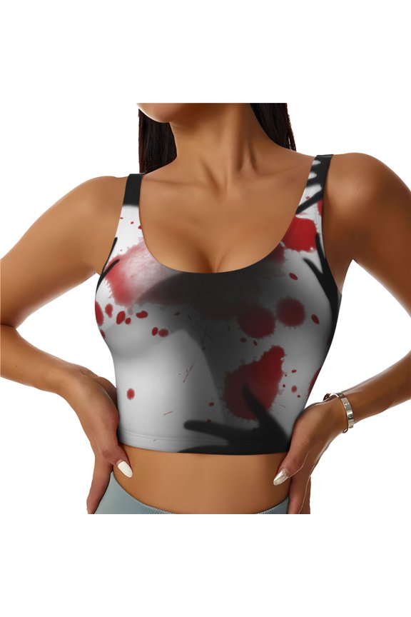 Shadows Behind Print Workout Crop Tank Top for Women Racerback Yoga Tank Tops Athletic Sports Shirts Exercise Undershirts