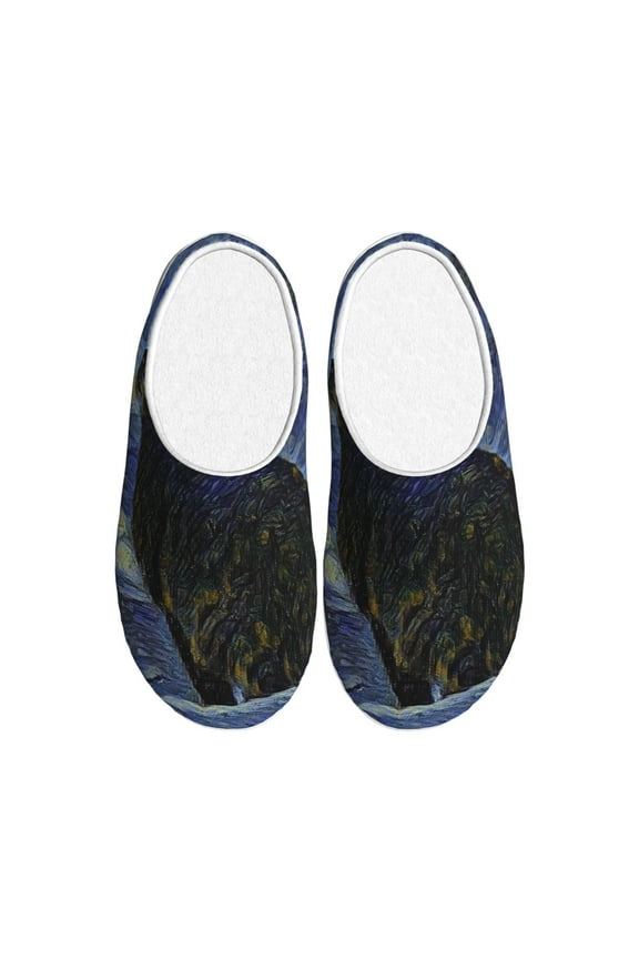 Shambhala Cat In Van Gogh Impressionist Women's Men's Slippers Plush Slip-On House Slipper for Winter Indoor Soft Cushion Non-slip Fluffy Slides Slippers-13