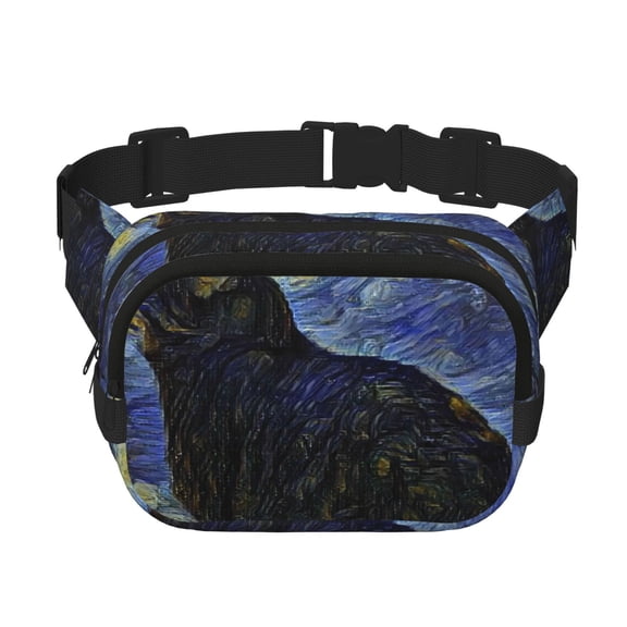 Kdxio Shambhala Cat In Van Gogh Impressionist Crossbody Double Layer Waist Bag Belt Bag for Unisex Fanny Pack Fashion Waist Packs for Hiking Running Shopping Traveling