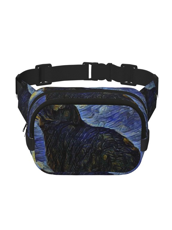 Shambhala Cat In Van Gogh Impressionist Crossbody Double Layer Waist Bag Belt Bag for Unisex Fanny Pack Fashion Waist Packs for Hiking Running Shopping Traveling