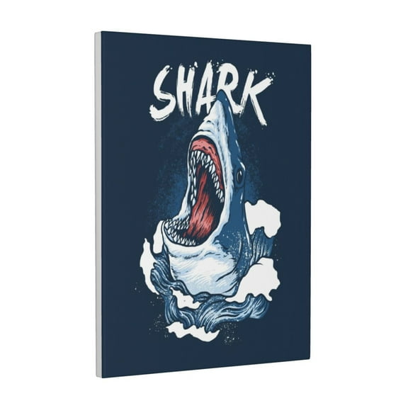 Kdxio Shark Pattern Canvas Wall Art 12x16 Inches - Waterproof HD Print Solid Wood Frame for Living Room & Bathroom,Vertical