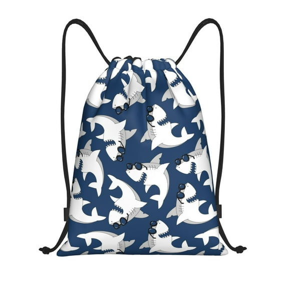 Kdxio Shark Print Drawstring Backpack Bag,Waterproof Draw String Back Sack, Gym Drawstring Bags Swim Bag For Unisex
