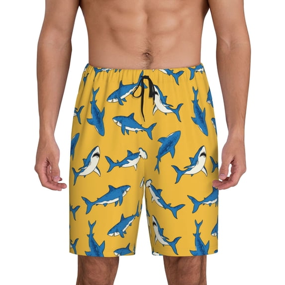 Kdxio Shark Print Print Mens Sleep Shorts Bottoms Soft Comfy Pajama Wear Pants with Drawstring Pockets
