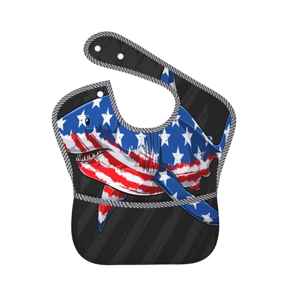 Kdxio Shark With USA Flag Bibs For Babies, Baby Bibs for Eating, Toddler Bibs, Waterproof Bibs, Feeding Bibs, for Toddlers, Boys, Girls