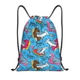 thumbnail image 1 of Kdxio Sharks Summer Print Drawstring Backpack Bag,Waterproof Draw String Back Sack, Gym Drawstring Bags Swim Bag For Unisex, 1 of 5