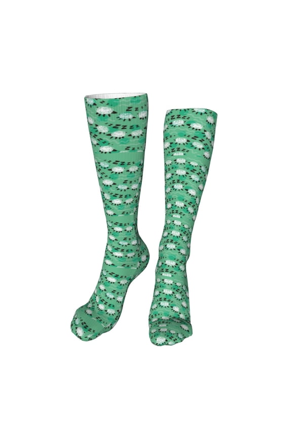 Sheep Zzz Funny Silky Novelty Funky Long Knee High Socks Soft 3D Print Cosplay Crazy Stockings for Men Women