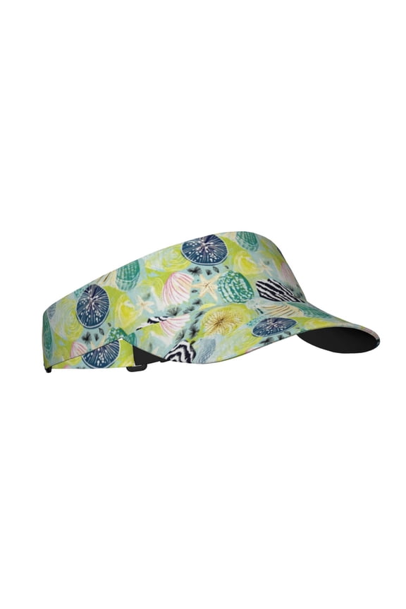 Shell Clam Print Sun Visor Hat Golf Visor Adjustable Velcro Outdoor Sports Cap for Men Women
