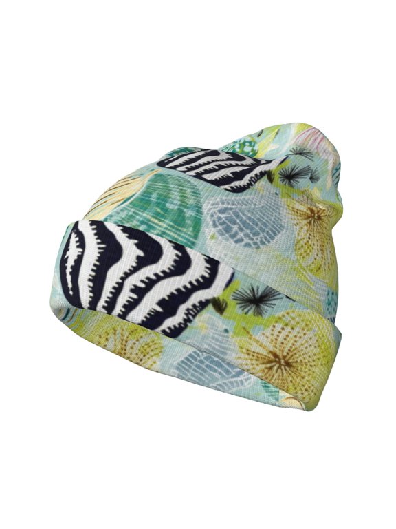 Shell Clam Winter Beanie for Men Women Beanie Knit Hat Cuffed Cap Beanie Knit Chunky Snow Cap