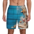 thumbnail image 1 of Kdxio Shells And Starfish Print Men'S Swim Trunks With Compression Liner 7 Inch Inseam Quick Dry Swim Shorts, 1 of 7