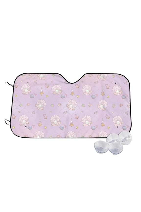 Shells Pearl Print Windshield Sun Shade,UV Rays and Sun Heat Protection,Sunshade for Car Windshield,Car Shade Front Windshield - Medium