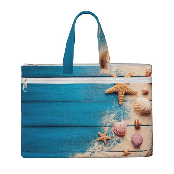 Kdxio Shells and Starfish File Tote Document Bag Business Briefcase Bag Document Organizer Tote Briefcase for Letter A4 Files Business Teacher Office Bag