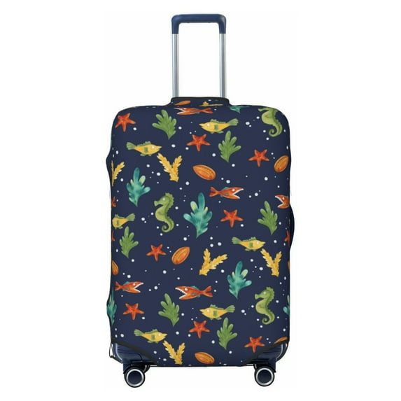 Kdxio Shells and Seaweed Pattern Luggage Cover for Travel,Elastic and Durable,Fits 18-32 Inch,Anti-Scratch Suitcase Protector