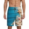 thumbnail image 1 of Kdxio Shells and Starfish Print Mens Sleep Shorts Bottoms Soft Comfy Pajama Wear Pants with Drawstring Pockets, 1 of 7