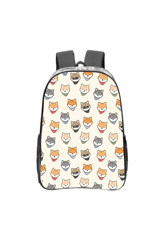 Shiba Head Face Clear Backpack, Transparent Bookbag for School for Women Men, Capacity Clear Bag for College, Travel