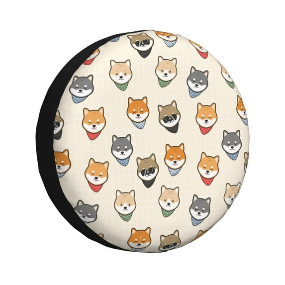 Kdxio Shiba Head Face for Tire Cover Wheel Protectors Tyre Covers Weatherproof Wheel Covers Universal Fit for Trailer Rv SUV Truck Camper Travel Trailers 14 inch